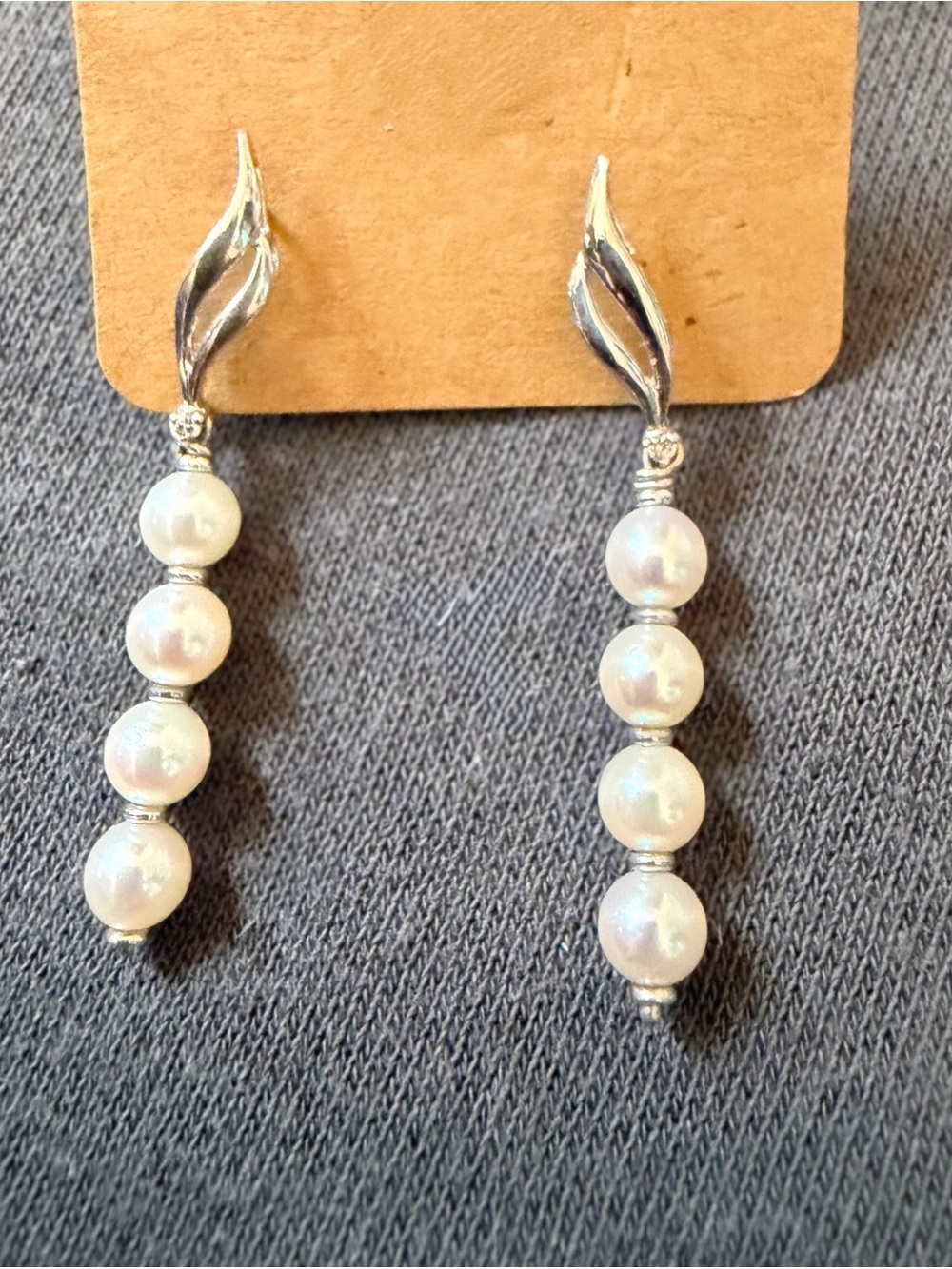Pearl Drop Dangle Earrings with Sterling Silver